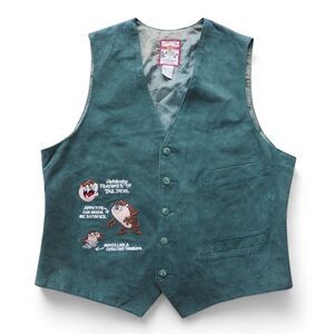 Warner Brothers Looney Tunes Vintage 90s Tasmanian TAZ Devil Suede Vest Unisex L